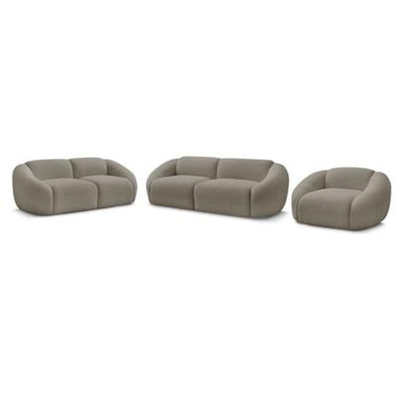 Ensemble canapé droit fixe 3 + 2 places + fauteuil TINA tissu bouclette