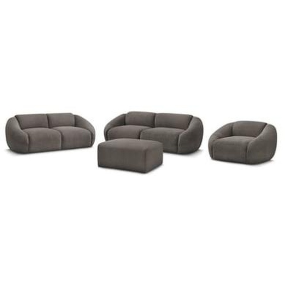 Ensemble canapé droit fixe 3 + 2 places + fauteuil TINA velours côtelé avec pouf