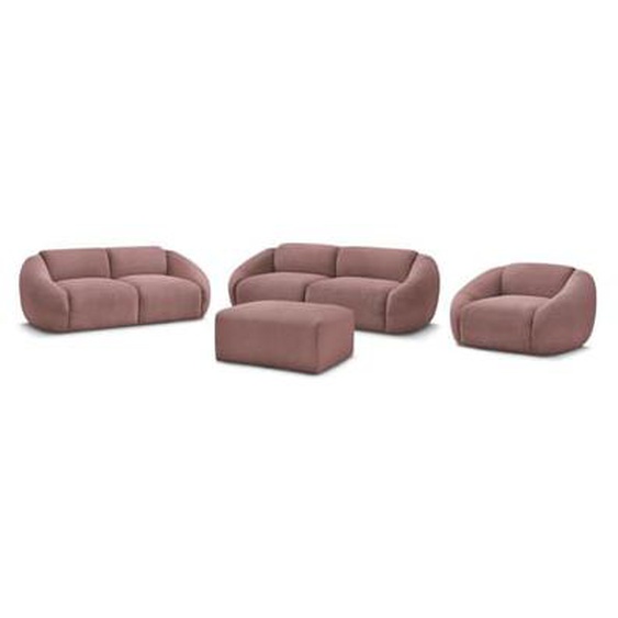 Ensemble canapé droit fixe 3 + 2 places + fauteuil TINA velours côtelé avec pouf