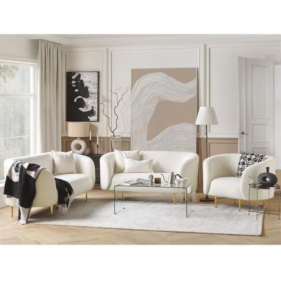 Ensemble canapés 2 + 3 places et fauteuil blanc LOEN