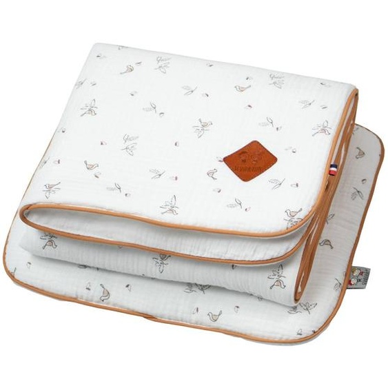 Ensemble Coussin Et Couverture Pour Berceau Et Couffin Melody Melody, Blanc Imprimé Minimali