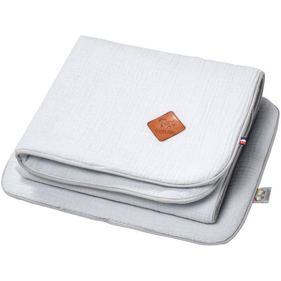 Ensemble Couverture Et Coussin En Gaze De Coton Pour Berceau Et Couffin Jeanne Gris Clair
