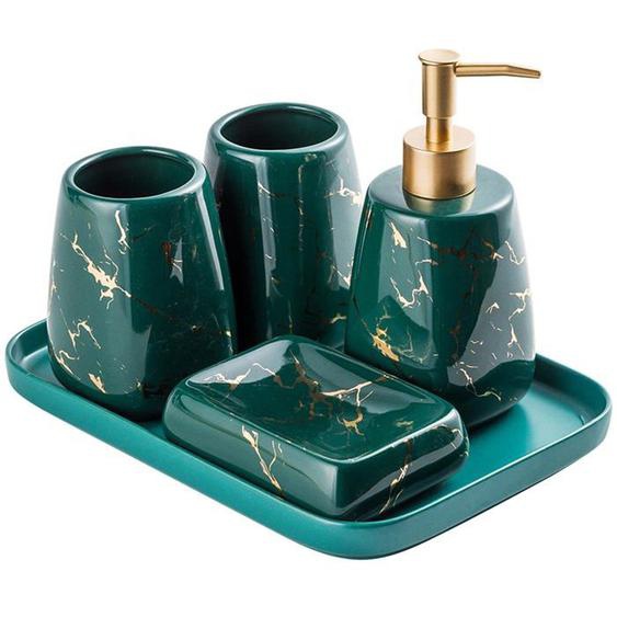Ensemble daccessoires de salle de bain de luxe effet marbre comprenant un distributeur de savon pour liquides ou lotions avec Toot