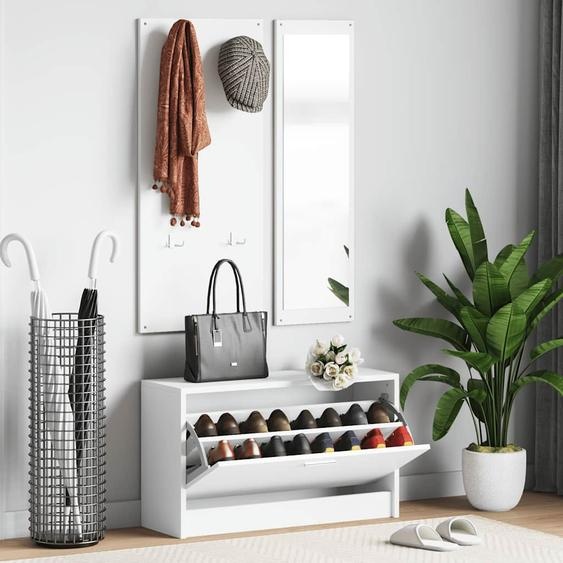 Ensemble darmoires à chaussures 3-en-1 Blanc Bois dingénierie