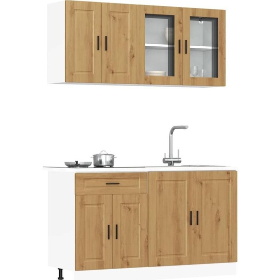 Ensemble darmoires de cuisine design 4 pièces Kalmar Chêne Artisan Matériau dérivé du bois, armoires de cuisine Nouveau