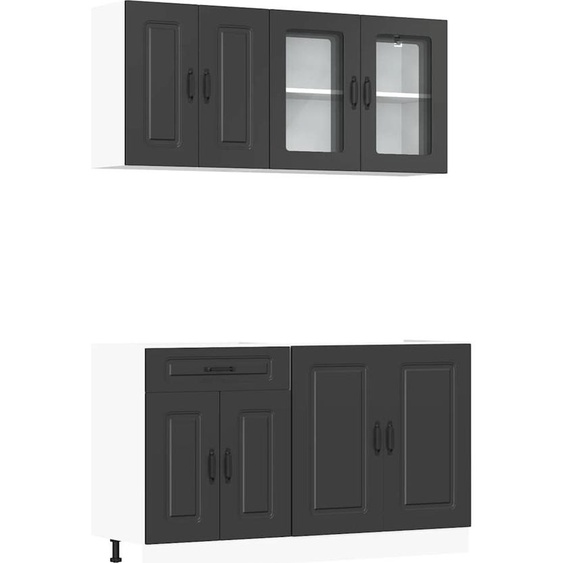 Ensemble darmoires de cuisine haut de gamme 4 pièces Kalmar Noir Matériau dérivé du bois, armoires de cuisine DE21267