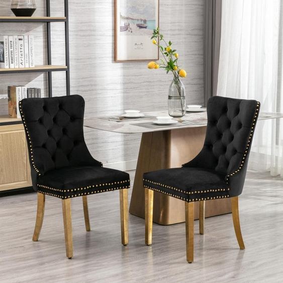 Ensemble de 2 chaises de salle à manger - Chaises - Chaises de salle à manger - Chaises - Chaises capitonnées - Revêtement noir