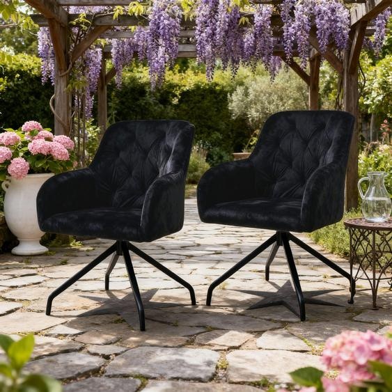 Ensemble de 2 chaises de salle à manger pivotantes, avec accoudoirs rembourrés et pieds en métal