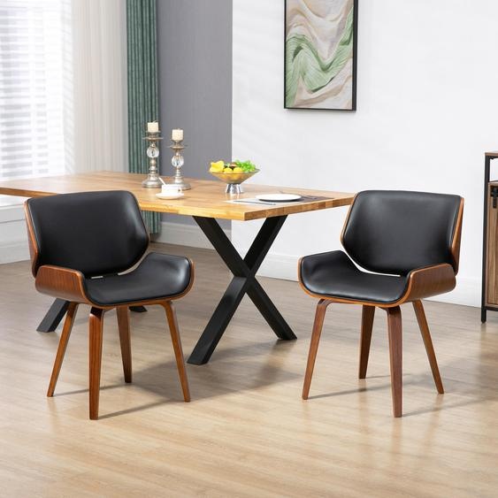 Ensemble de 2 chaises de salle à manger vintage Sweiko, en bois, avec revêtement en tissu et rembourrage en mousse, de couleur noire