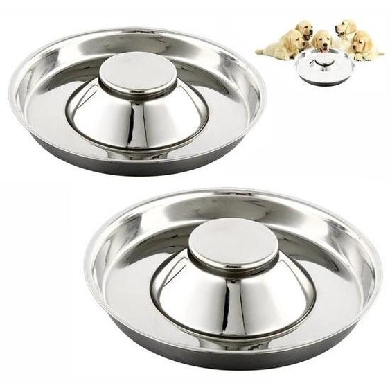 Ensemble de 2 gamelles en acier inoxydable Unyqoos®, diamètre 30 cm, capacité 1,4 L, gamelles hygiéniques pour lalimentation et leau, idéales pour nourrir simultanément plusieurs chiots