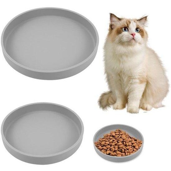 Ensemble de 2 gamelles en silicone Unyqoos® – gamelles de qualité alimentaire, résistantes aux températures, pour chats et petits animaux, de forme ovale ergonomique, lavables au lave-vaisselle