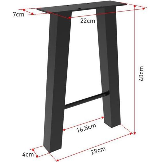 Ensemble de 2 Pieds de Table KEDIA - Noir Mat - 40x28cm - Style Industriel