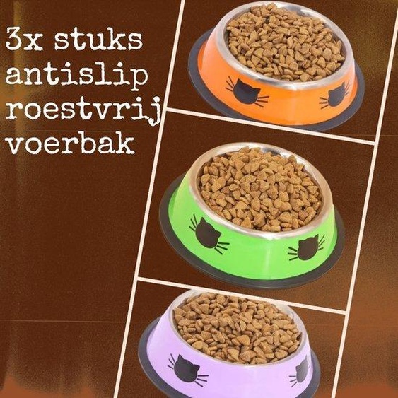Ensemble de 3 gamelles en acier inoxydable Unyqoos® – gamelles antidérapantes pour chats et chiots, résistantes à la rouille, neutres en goût, résistantes aux morsures et à la chaleur (FH-3)