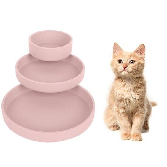 Ensemble de 3 gamelles ovales en silicone de qualité alimentaire pour chats et petits chiens – 3 tailles (17,5×2,5 / 15×2,5 / 10×3,5 cm), épaisseur de 5 mm, 4 couleurs