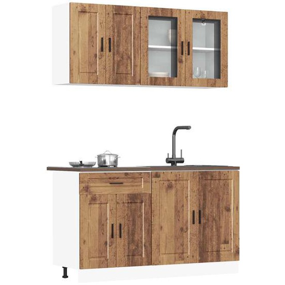 Ensemble de 4 armoires de cuisine Porto en bois dingénierie vieilli