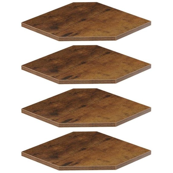 Ensemble de 4 étagères murales flottantes hexagonales de 30 cm, de couleur rouille, avec des perforations en fil métallique