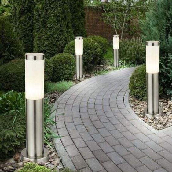 Ensemble de 4 lampes dextérieur sur pied en acier inoxydable pour éclairage de porche de cour dallée de jardin