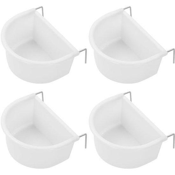 Ensemble de 4 mangeoires pour oiseaux Unyqoos® avec crochets – Gamelles en plastique de 10,9 x 9,7 x 5,3 cm, 39 g, inodores, avec bords lisses, idéales pour les oiseaux de cage et les petits animaux