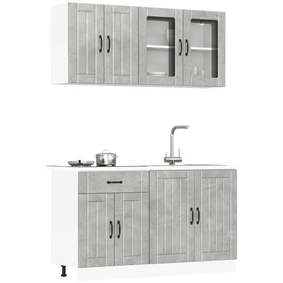 Ensemble de 4 meubles de cuisine Lucca en bois dingénierie gris béton