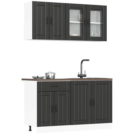 Ensemble de 4 meubles de cuisine Lucca en bois dingénierie noir