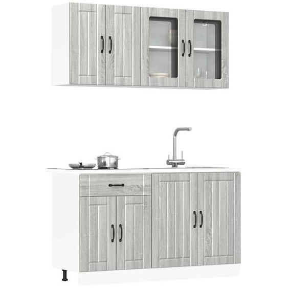 Ensemble de 4 meubles de cuisine Lucca en bois dingénierie Sonoma gris
