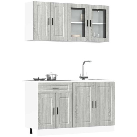 Ensemble de 4 meubles de cuisine Porto en bois dingénierie Sonoma gris