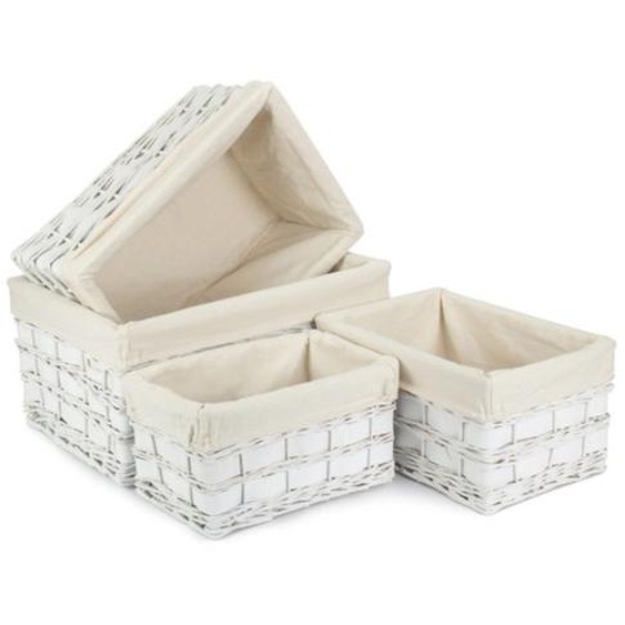 Ensemble de 4 paniers de rangement Scandi blancs avec doublure blanche