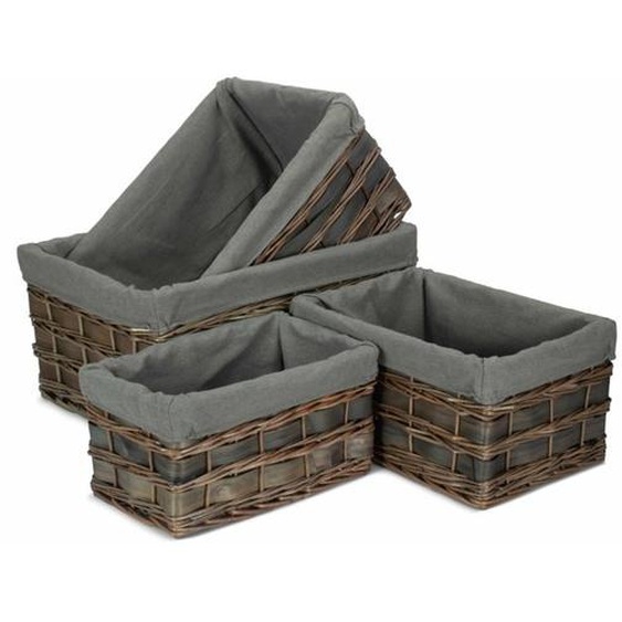Ensemble de 4 paniers de rangement Scandi gris avec doublure grise