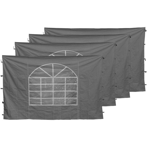Ensemble de 4 parois latérales avec fenêtre en PVC pour tonnelle de 300 x 195 cm, couleur gris