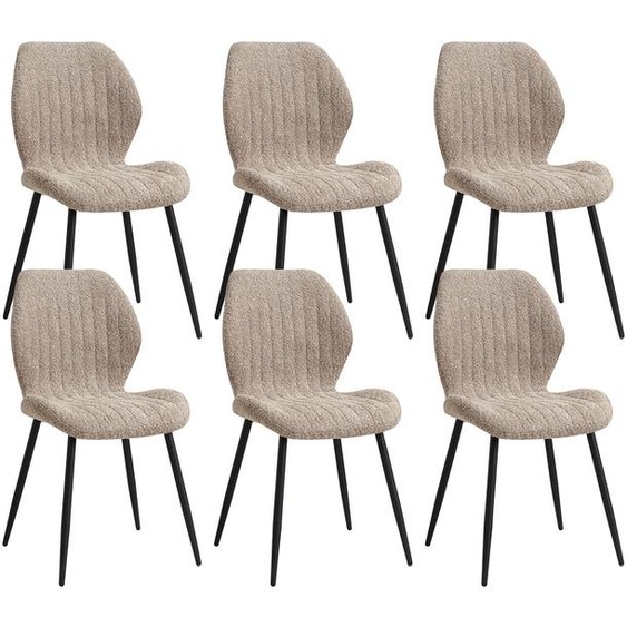 Ensemble de 6 chaises de salle à manger - Chaises en métal pour table à manger - Design scandinave minimaliste - Sans accoudoirs - Adaptées pour cuisine, salon, restaurant - Couleur : marron