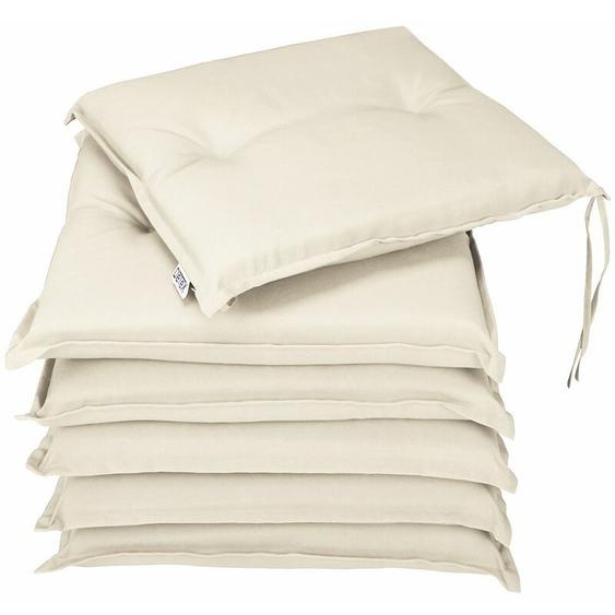 Ensemble de 6 Coussins Boston de Chaise de Jardin Coussin de siège de Jardin en Polyeste interieur exterieur balcon jardin Beige