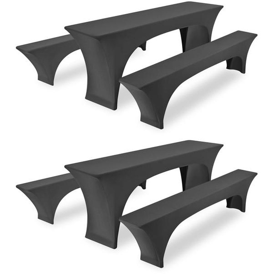 Ensemble de 6 housses stretch pour table et banc de bière, couleur gris foncé
