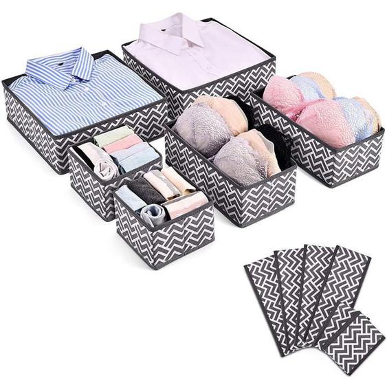 Ensemble de 6 organiseurs de tiroirs de commode, bacs de rangement pour placard, cubes de rangement en tissu, conteneurs de tiro