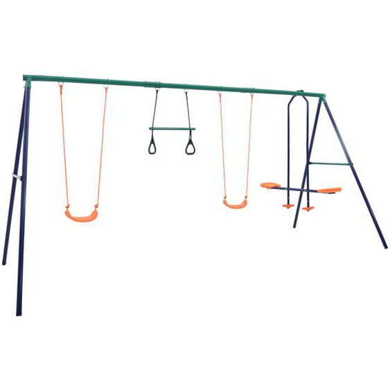 Ensemble de balançoire et anneaux de gymnastique 4 places Acier