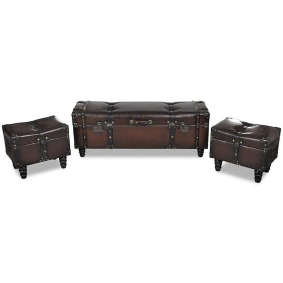 Ensemble de bancs de rangement 3 pcs Marron