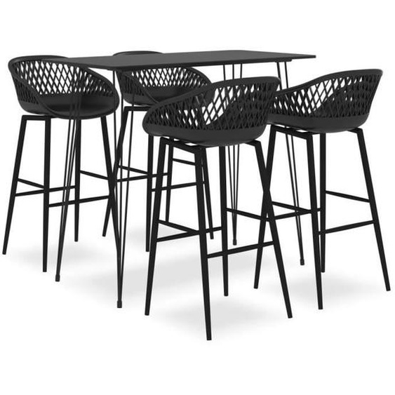 Ensemble de bar - MOTHINESSTO - LY3273 - Noir - 5 pièces - MDF et métal
