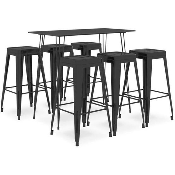 Ensemble de bar 7 pcs - MOTHINESSTO - LY4320 - Noir - MDF et métal - Empilable