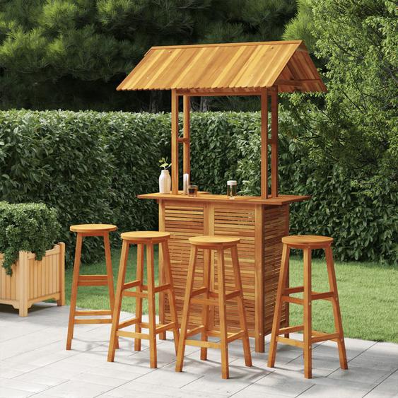 Ensemble de bar de jardin 5 pcs Bois dacacia solide