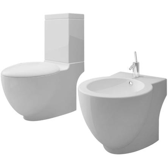 Ensemble de bidet et toilette Céramique Blanc