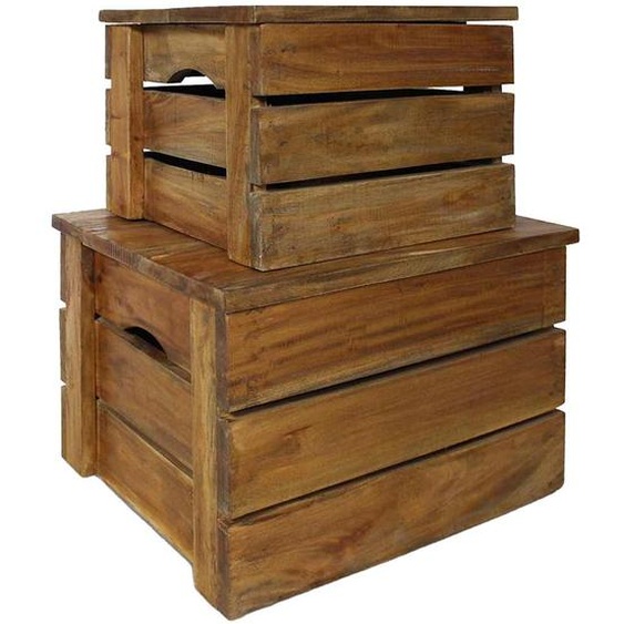 Ensemble de caisse de rangement 2 pcs bois dacajou massif