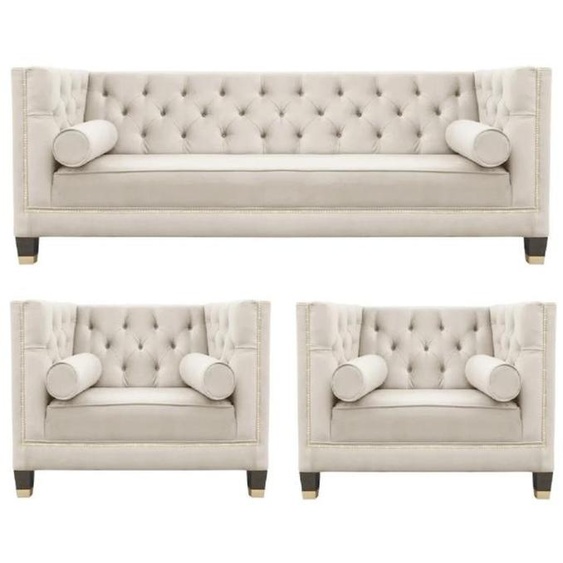 Ensemble de canapé canapé en velours canapé 3pcs ensemble salon beige