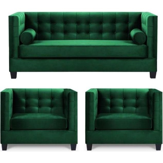 Ensemble de canapé canapé velours coussins canapé complet ensemble salon vert