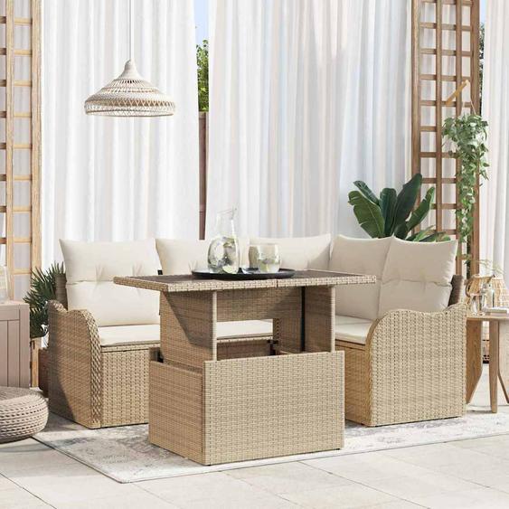 Ensemble de canapé de jardin 5 pcs Beige 100 x 55 x 73 cm