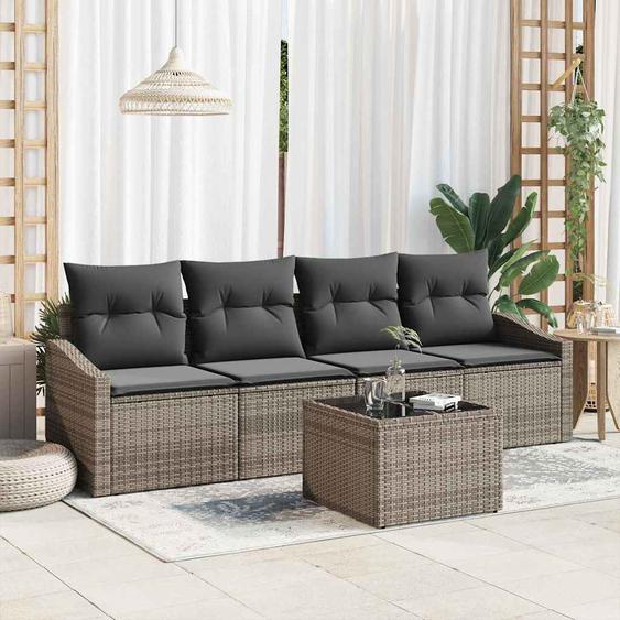 Ensemble de canapé de jardin 5 pcs Gris 55 x 55 x 37 cm