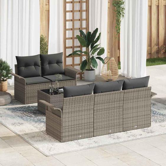 Ensemble de canapé de jardin avec coussin 6 pcs Gris