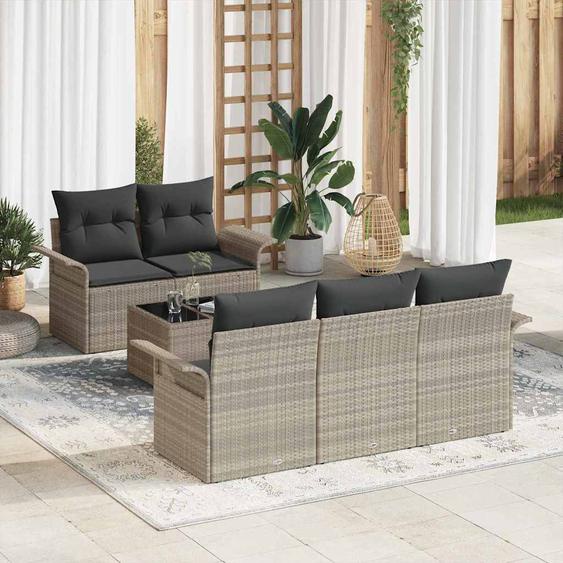 Ensemble de canapé de jardin 6 pcs Gris clair et gris foncé