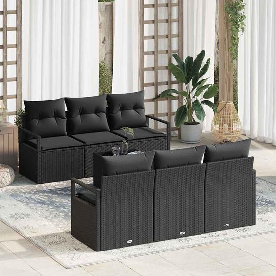 Ensemble de canapé de jardin 7 pcs Noir 55 x 55 x 37 cm