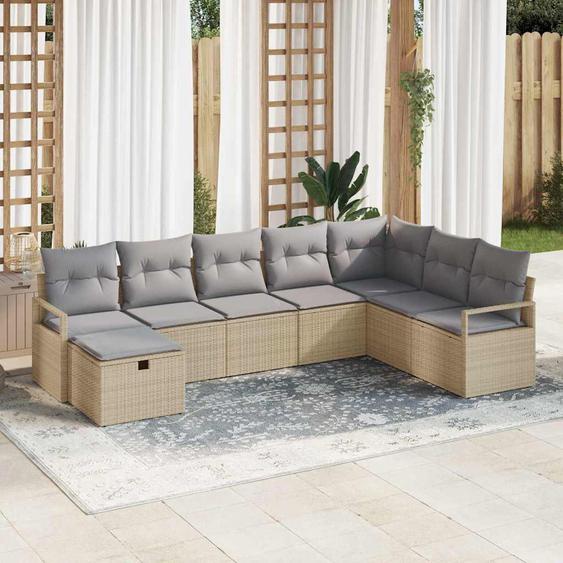 Ensemble de canapé de jardin 8 pcs beige et gris clair