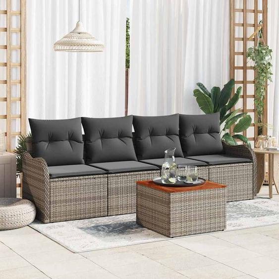 Ensemble de canapé de jardin avec coussin 5 pcs Gris