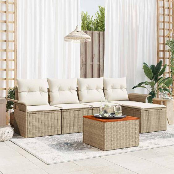 Ensemble de canapé de jardin avec coussin 6 pcs Beige et crème